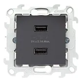 Розетка USB Simon 24 Harmonie встраиваемая графит 2хUSB-А (2411096-038) Розетка USB Simon 24 Harmonie встраиваемая графит 2хUSB-А (2411096-038)