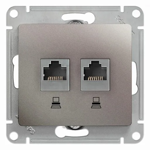 Розетка компьютерная Systeme Electric Glossa встраиваемая платина 2хRJ45 (GSL001285KK) Розетка компьютерная Systeme Electric Glossa встраиваемая платина 2хRJ45 (GSL001285KK)