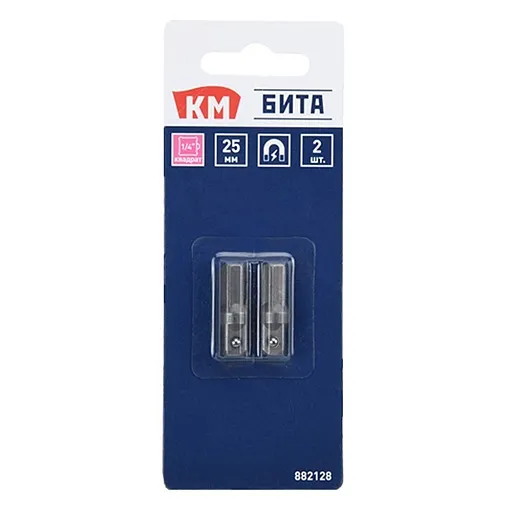 Адаптер для торцевых головок КМ 1/4 HEX магнитный 25 мм (2 шт.) (882128)