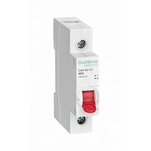 Выключатель нагрузки Systeme Electric City9 Set 1P 40А 230 В на DIN-рейку (C9S16140) Выключатель нагрузки Systeme Electric City9 Set 1P 40А 230 В на DIN-рейку (C9S16140)