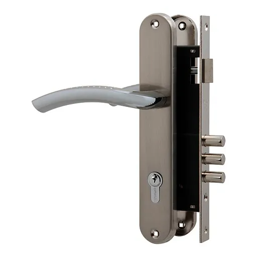 Замок врезной Fuaro LOCKSET.9013 SN/CP для входной двери под цилиндр матовый никель 5 ключей