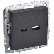 Розетка USB IEK Brite встраиваемая черная USB-A/ Type-C (BR-U22-018-K02)