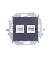 Розетка компьютерная/ телефонная Simon 15 встраиваемая графит RJ11/ RJ45 (1591590-038) Розетка компьютерная/ телефонная Simon 15 встраиваемая графит RJ11/ RJ45 (1591590-038)