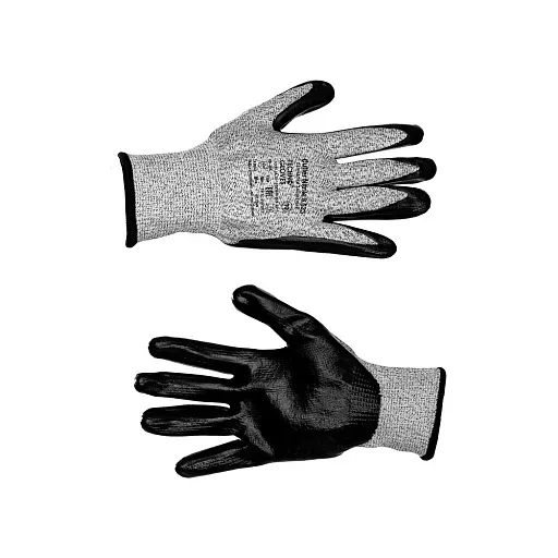 Перчатки нейлоновые 2 нити с полиуретановым покрытием антипорезные Technogloves Катлер серо-черные 10 (XL) Перчатки нейлоновые 2 нити с полиуретановым покрытием антипорезные Technogloves Катлер серо-черные 10 (XL)