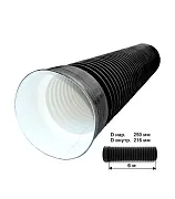 Труба двустенная гофрированная ПНД d250/216 мм 6 м SN6 с раструбом Труба двустенная гофрированная ПНД d250/216 мм 6 м SN6 с раструбом