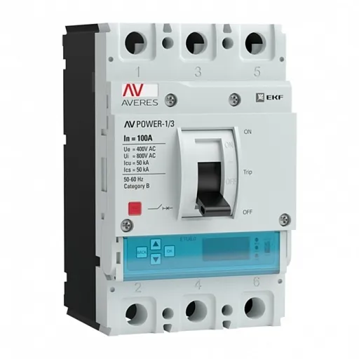 Автоматический выключатель в литом корпусе EKF Averes AV Power-1/3-ETU 6.2 3P 100А 50 кА 400/690 В (mccb-13-100-6.2-av) Автоматический выключатель в литом корпусе EKF Averes AV Power-1/3-ETU 6.2 3P 100А 50 кА 400/690 В (mccb-13-100-6.2-av)