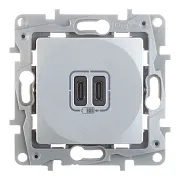 Розетка USB Legrand Etika встраиваемая алюминий 2хUSB Type-C (672435) Розетка USB Legrand Etika встраиваемая алюминий 2хUSB Type-C (672435)