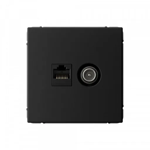 Розетка телевизионная/ компьютерная Systeme Electric ArtGallery встраиваемая карбон TV/ RJ45 (GAL001089)