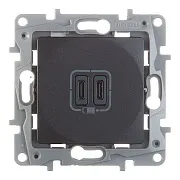 Розетка USB Legrand Etika встраиваемая антрацит 2хUSB Type-C (672635) Розетка USB Legrand Etika встраиваемая антрацит 2хUSB Type-C (672635)