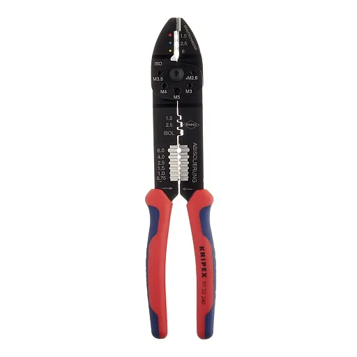 Пресс-клещи Knipex для обжима наконечников 0,5-6 кв.мм (KN-9722240SB) Пресс-клещи Knipex для обжима наконечников 0,5-6 кв.мм (KN-9722240SB)