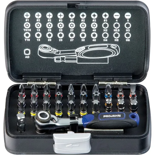 Набор бит Projahn (4095) PH/PZ/SL/TORX/HEX 25 мм с магнитным держателем (33 шт.) Набор бит Projahn (4095) PH/PZ/SL/TORX/HEX 25 мм с магнитным держателем (33 шт.)