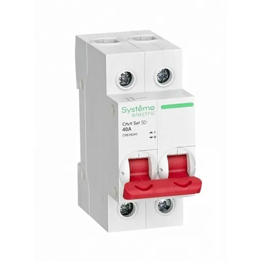 Выключатель нагрузки Systeme Electric City9 Set 2P 40А 400 В на DIN-рейку (C9S16240) Выключатель нагрузки Systeme Electric City9 Set 2P 40А 400 В на DIN-рейку (C9S16240)