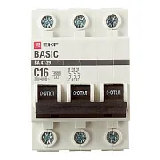 Автоматический выключатель модульный EKF Basic ВА 47-29 3P 16А тип C 4,5 кА 400 В (mcb4729-3-16C)