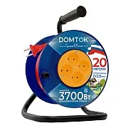 Удлинитель 4 розетки Domtok без заземления 20 м 16 А 220 В на катушке 3,7 кВт ПВС 2х2,5 кв.мм IP20 (2507) Удлинитель 4 розетки Domtok без заземления 20 м 16 А 220 В на катушке 3,7 кВт ПВС 2х2,5 кв.мм IP20 (2507)