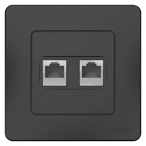 Розетка компьютерная Systeme Electric Blanca встраиваемая антрацит 2хRJ45 (BLNIS045456)