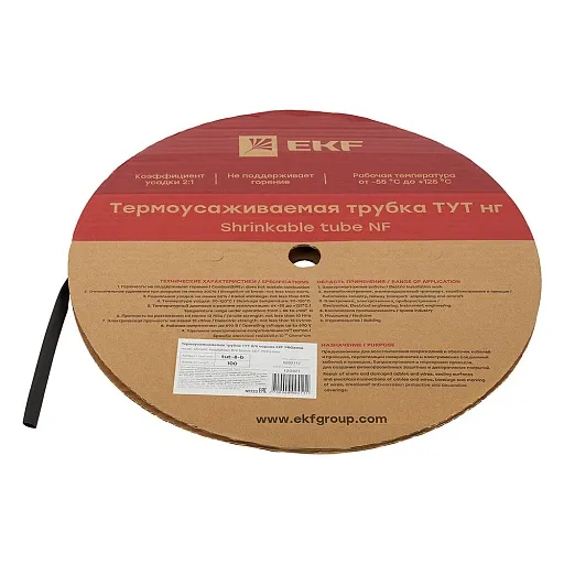 Трубка термоусадочная EKF ТУТ 8/4 мм черная (100 м) Трубка термоусадочная EKF ТУТ 8/4 мм черная (100 м)