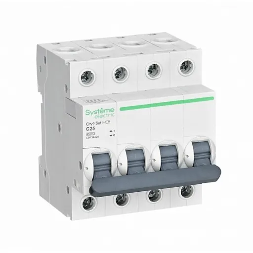 Автоматический выключатель модульный Systeme Electric City9 Set 4P 25А тип C 4,5 кА 400 В (C9F34425)