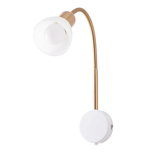 Спот настенный Arte Lamp E14 40 Вт 2 кв.м белый/золото IP20 (A3116AP-1WH) Спот настенный Arte Lamp E14 40 Вт 2 кв.м белый/золото IP20 (A3116AP-1WH)