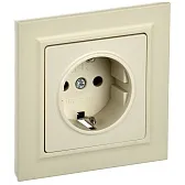 Розетка IEK Brite встраиваемая бежевая с заземлением со шторками (BR-R14-16-K10-F) Розетка IEK Brite встраиваемая бежевая с заземлением со шторками (BR-R14-16-K10-F)