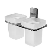Стакан для ванной WasserKraft Lopau с держателем двойной стекло матовый/металл хром (K-6028D) Стакан для ванной WasserKraft Lopau с держателем двойной стекло матовый/металл хром (K-6028D)