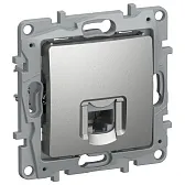 Розетка компьютерная IEK Etika встраиваемая алюминий RJ45 (6724411)