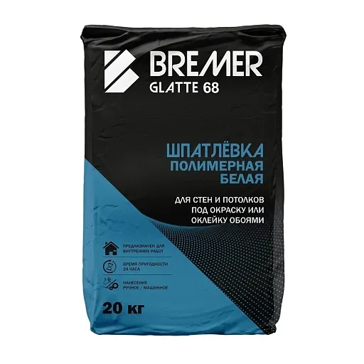 Шпаклевка полимерная Bremer Glatte 68 финишная белая 20 кг Шпаклевка полимерная Bremer Glatte 68 финишная белая 20 кг