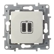 Розетка USB Legrand Etika встраиваемая слоновая кость 2хUSB Type-C (672335) Розетка USB Legrand Etika встраиваемая слоновая кость 2хUSB Type-C (672335)
