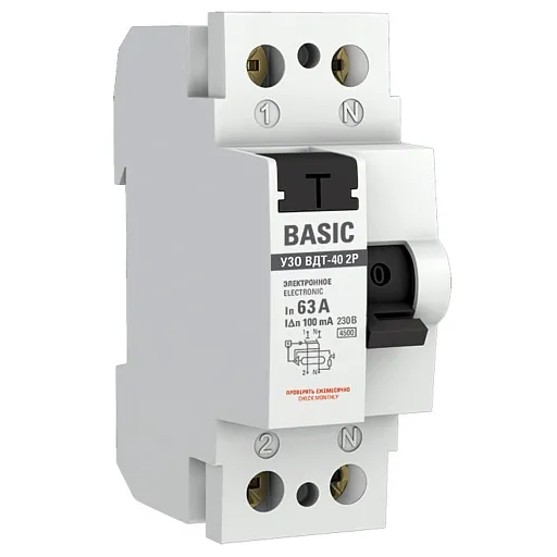 УЗО EKF Basic ВДT-40 63А 1P+N тип AC 100 мА 4,5 кА компактное (elcb-2-63-100e-sim) УЗО EKF Basic ВДT-40 63А 1P+N тип AC 100 мА 4,5 кА компактное (elcb-2-63-100e-sim)