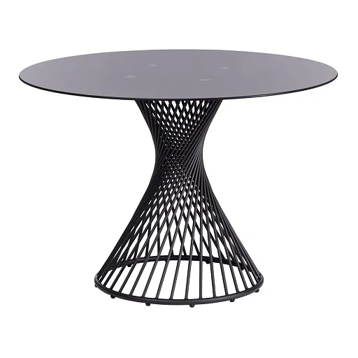 Стол кухонный круглый d1,1 м стеклянный черный Bertoia (20595) Стол кухонный круглый d1,1 м стеклянный черный Bertoia (20595)
