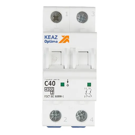 Автоматический выключатель модульный КЭАЗ OptiDin BM63 2P 40А тип C 4,5 кА 230 В (326807) Автоматический выключатель модульный КЭАЗ OptiDin BM63 2P 40А тип C 4,5 кА 230 В (326807)
