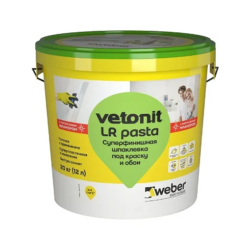 Шпаклевка полимерная готовая Weber.vetonit LR pasta 20 кг (12 л) Шпаклевка полимерная готовая Weber.vetonit LR pasta 20 кг (12 л)