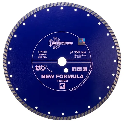 Диск алмазный по бетону Trio-Diamond New Formula Turbo 350х25,4х3,2 мм турбо сухой рез (T109) Диск алмазный по бетону Trio-Diamond New Formula Turbo 350х25,4х3,2 мм турбо сухой рез (T109)