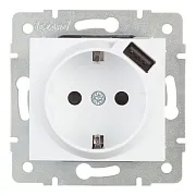Розетка Lezard Karina встраиваемая белая с заземлением с USB-A (707-0288-181) Розетка Lezard Karina встраиваемая белая с заземлением с USB-A (707-0288-181)