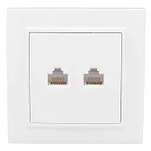 Розетка компьютерная EKF Минск встраиваемая белая 2хRJ45 (ERK02-035-10)