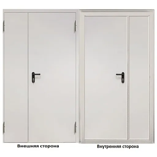 Дверь противопожарная двухстворчатая Промет ДП-2-EIS-60 глухая правая серый RAL 7035 1250х2050 мм