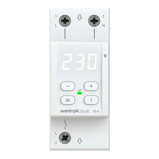 Реле напряжения модульное Welrok D2-32 220 В 32 А тип AC цифровое Реле напряжения модульное Welrok D2-32 220 В 32 А тип AC цифровое