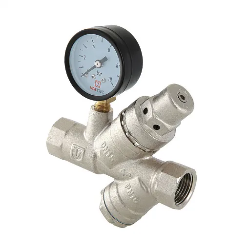 Клапан подпиточный Valtec 1/2 ВР(г) х 1/2 ВР(г) 16 бар для систем отопления 130 °С с фильтром и манометром (VT.515.N.04) Клапан подпиточный Valtec 1/2 ВР(г) х 1/2 ВР(г) 16 бар для систем отопления 130 °С с фильтром и манометром (VT.515.N.04)