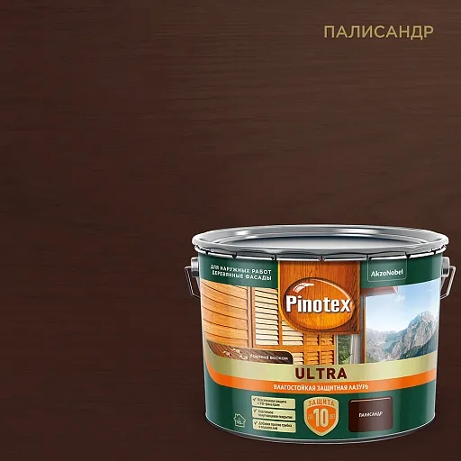 Антисептик Pinotex/Omnitex Ultra декоративный для дерева палисандр 9 л Антисептик Pinotex/Omnitex Ultra декоративный для дерева палисандр 9 л