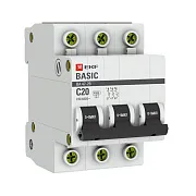 Автоматический выключатель модульный EKF Basic ВА 47-29 3P 20А тип C 4,5 кА 400 В (mcb4729-3-20C)
