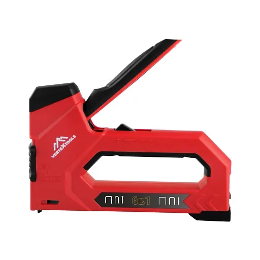 Степлер строительный для скоб Vertextools Pro (0043-07) 4 в 1 с регулировкой удара металлический Степлер строительный для скоб Vertextools Pro (0043-07) 4 в 1 с регулировкой удара металлический