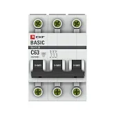 Автоматический выключатель модульный EKF Basic ВА 47-29 3P 63А тип C 4,5 кА 400 В (mcb4729-3-63C) Автоматический выключатель модульный EKF Basic ВА 47-29 3P 63А тип C 4,5 кА 400 В (mcb4729-3-63C)