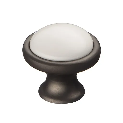 Ручка-кнопка мебельная Kerron Ceramic d36 мм металлическая с фарфоровой вставкой графит (KF07-11 GF) Ручка-кнопка мебельная Kerron Ceramic d36 мм металлическая с фарфоровой вставкой графит (KF07-11 GF)