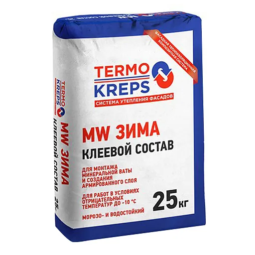 Клей для минеральной ваты Крепс Термо MW зимний 25 кг Клей для минеральной ваты Крепс Термо MW зимний 25 кг