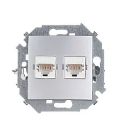 Розетка компьютерная Simon 15 встраиваемая алюминий 2хRJ45 (1591593-033) Розетка компьютерная Simon 15 встраиваемая алюминий 2хRJ45 (1591593-033)