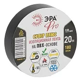 Изолента Эра Pro ПВХ черная 19 мм 20 м морозостойкая Изолента Эра Pro ПВХ черная 19 мм 20 м морозостойкая
