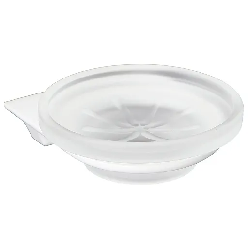 Мыльница для ванной WasserKraft Kammel K-8300White с держателем стекло/металл белая (K-8329W)