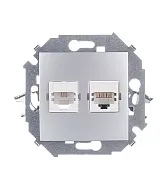 Розетка компьютерная/ телефонная Simon 15 встраиваемая алюминий RJ11/ RJ45 (1591590-033) Розетка компьютерная/ телефонная Simon 15 встраиваемая алюминий RJ11/ RJ45 (1591590-033)