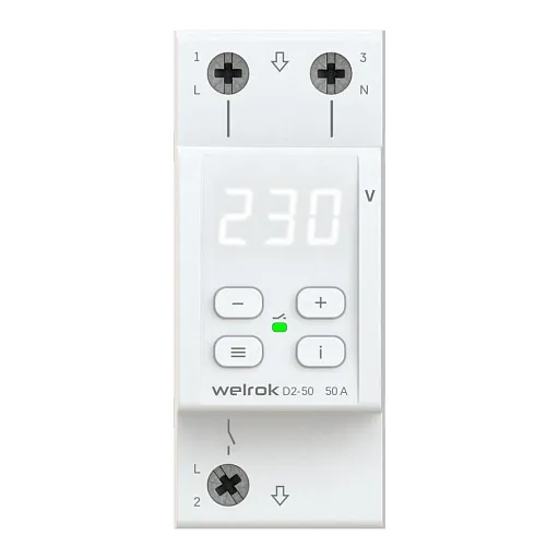 Реле напряжения модульное Welrok D2-50 220 В 50 А тип AC цифровое Реле напряжения модульное Welrok D2-50 220 В 50 А тип AC цифровое