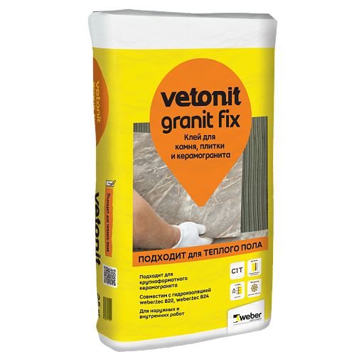 Клей для плитки, керамогранита и мозаики Weber.vetonit Granit fix 25 кг