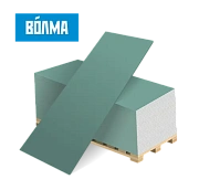 Гипсокартон ГКЛВ Волма 2500x1200x9,5 мм влагостойкий Гипсокартон ГКЛВ Волма 2500x1200x9,5 мм влагостойкий